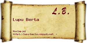 Lupu Berta névjegykártya